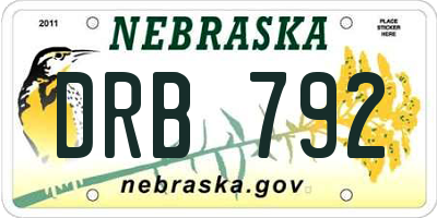 NE license plate DRB792