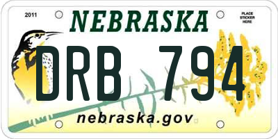 NE license plate DRB794
