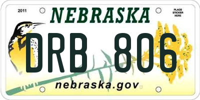 NE license plate DRB806