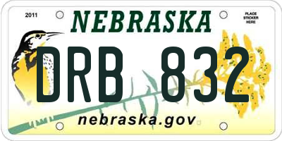 NE license plate DRB832