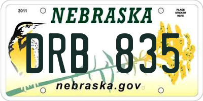 NE license plate DRB835