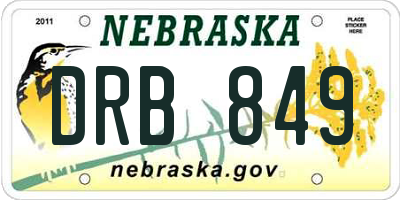 NE license plate DRB849