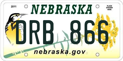 NE license plate DRB866