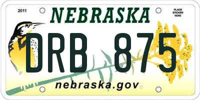 NE license plate DRB875