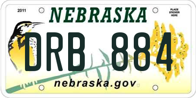 NE license plate DRB884