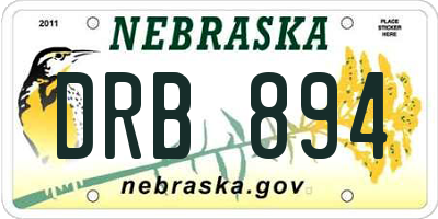 NE license plate DRB894