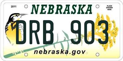 NE license plate DRB903