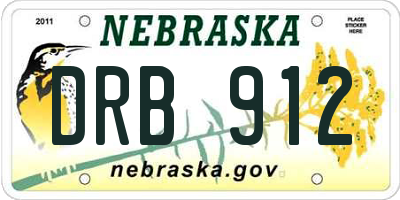 NE license plate DRB912
