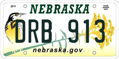 NE license plate DRB913