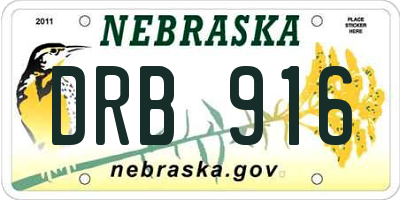 NE license plate DRB916