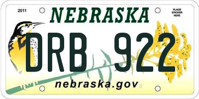 NE license plate DRB922