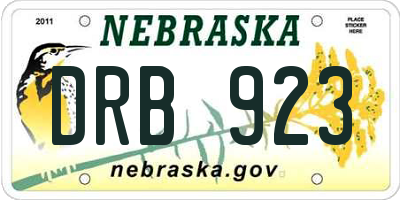 NE license plate DRB923