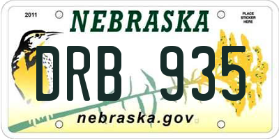 NE license plate DRB935