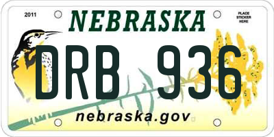 NE license plate DRB936
