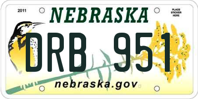 NE license plate DRB951