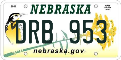 NE license plate DRB953