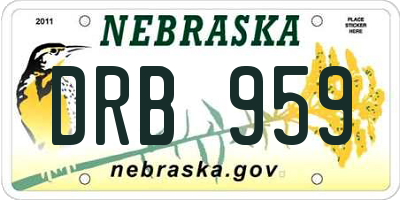 NE license plate DRB959