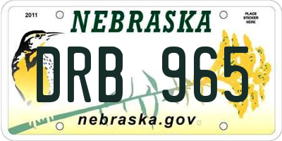 NE license plate DRB965