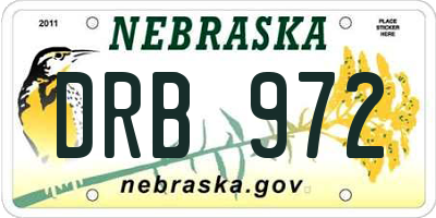NE license plate DRB972
