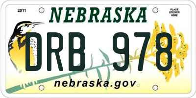 NE license plate DRB978