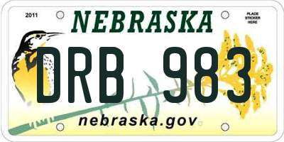 NE license plate DRB983