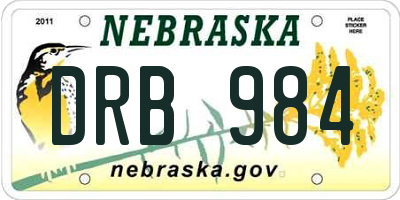 NE license plate DRB984