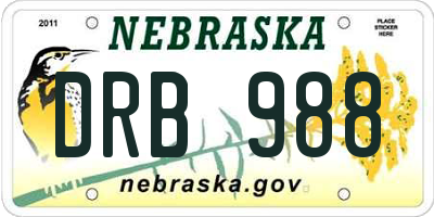 NE license plate DRB988