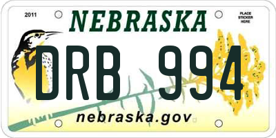 NE license plate DRB994