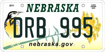 NE license plate DRB995