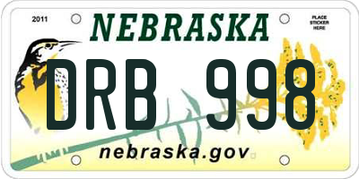 NE license plate DRB998