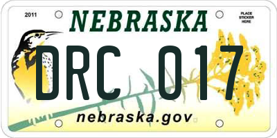 NE license plate DRC017