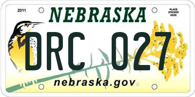 NE license plate DRC027