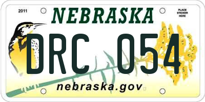 NE license plate DRC054