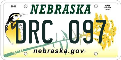NE license plate DRC097