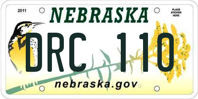 NE license plate DRC110