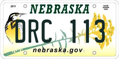 NE license plate DRC113