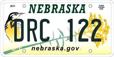 NE license plate DRC122