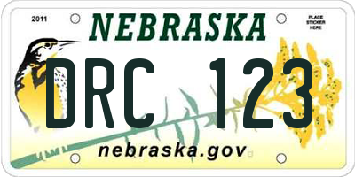 NE license plate DRC123