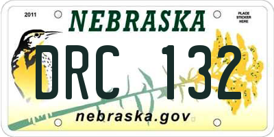 NE license plate DRC132