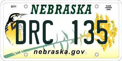 NE license plate DRC135