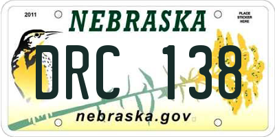 NE license plate DRC138