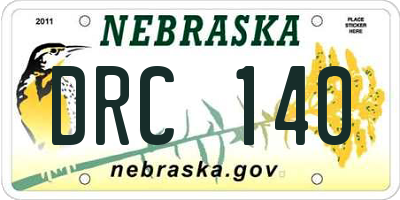 NE license plate DRC140