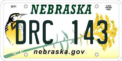 NE license plate DRC143