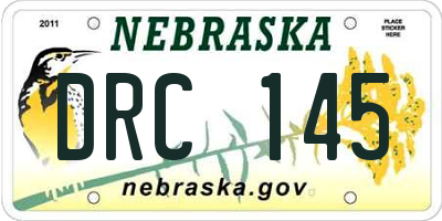 NE license plate DRC145