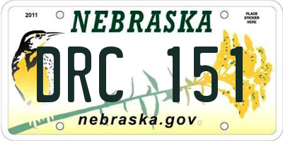 NE license plate DRC151