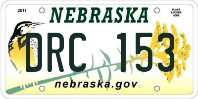 NE license plate DRC153