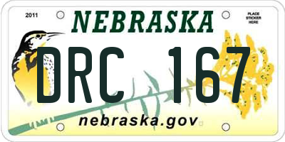 NE license plate DRC167