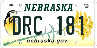 NE license plate DRC181