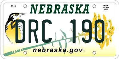 NE license plate DRC190