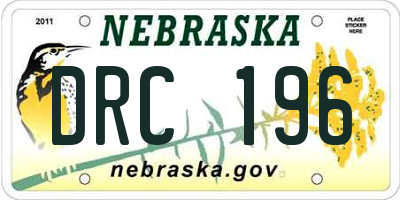 NE license plate DRC196